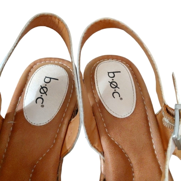 Born Schirra White Leather Comfort Sandal White Open Toe Wedge Size 9 M - Picture 4 of 11